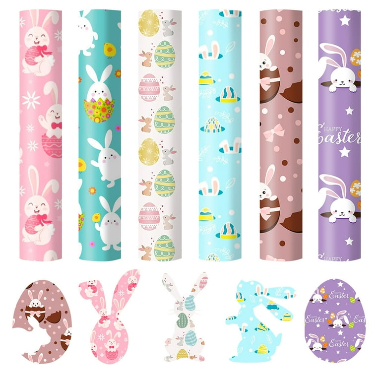 1 Roll Easter Adhesive Vinyl Rabbit Pattern DIY Plastic Decorative Adhesive  Craft Vinyl Sticker Craft Making Tool Blue P 