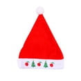 thumbnail image 2 of Gorro navideño de terciopelo para adultos | Gorro de Papá Noel grueso y bordado con diseño de alce | Accesorio navideño de felpa roja suave | Decoración festiva y regalo ideal, 2 of 6
