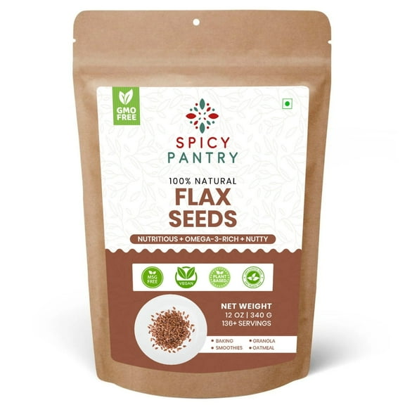 Whole Flax Seeds for Baking & Smoothies – High in Fiber, Omega-3s, Vegan, 12 oz Bag
