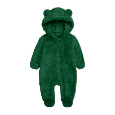 Winter Baby Clothes Warm Fleece Thick Onesie Ear Hooded Jumpsuits Newborn Boys Girls Romper Kids Coats Jackets