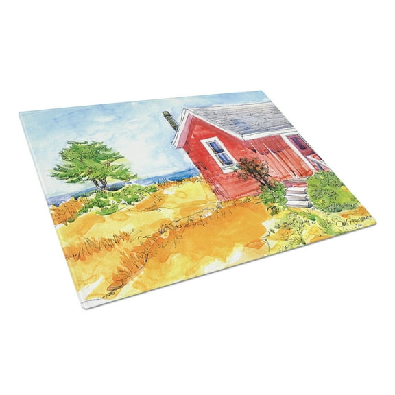 Old Red Cottage House at the lake or Beach Glass Cutting Board Large