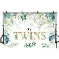 thumbnail image 4 of It's Twins Backdrop Baby Shower Party Decoration Supplies Green Gold Forest Leaves Eucalyptus Leaf Oh Baby Shower Photography Background Birthday Banner Cake Table Photo Booth Props, 4 of 4