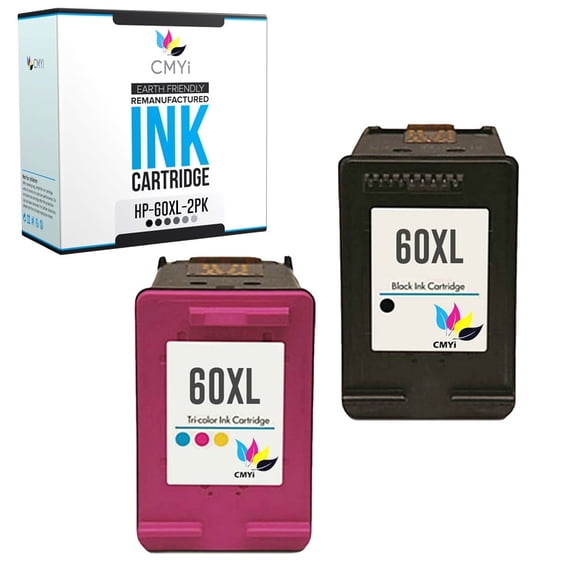 CMYi 60XL Combo Pack of 2 Ink Cartridges compatible for HP60XL - DeskJet D1620, D1630, D1658, D1660, D1663, D1668, D2420, D2500, D2530, D2545, D2560, D2563, D2566, D2568 (1 Black, 1 Tri-color)