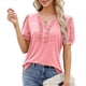 thumbnail image 2 of Blusas Tipo Túnica para Mujer, Informales, con Cuello en V, Corta, Blusas de Verano con Mangas Abullonadas y Volantes. Rosa S, 2 of 9
