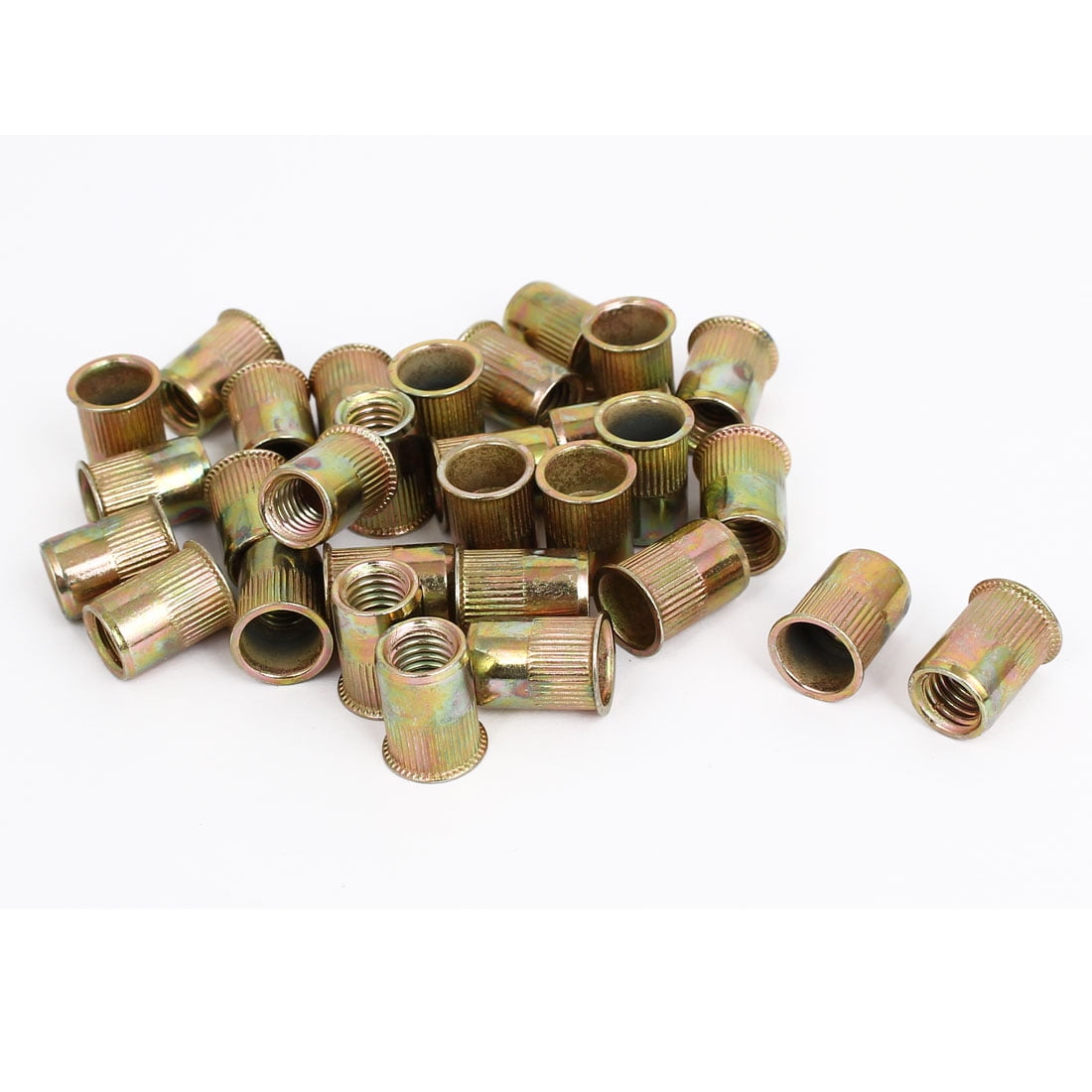 M8 Thread Dia Zinc Plated Rivet Nut Rivnut Insert Nutsert Brass Tone