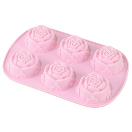 

Easy-Release Heat-Resistant Cake Mold Non-Stick Tear-Resistant DIY Silicone 6 Grids Rose Shape Pudding Jelly Muffin Cup Mold Bakery Supply