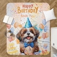 thumbnail image 4 of Watercolor Shih Tzu Happy Birthday Celebration Balloons Gift Party Cozy Sherpa Blanket Lion Dog Lover Gifts Warm Soft Throw Blanket - 00028, 4 of 5