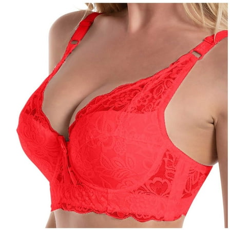 Fsqjgq Sports Bras for Women Underwear Nursing Bras for Breastfeeding Floral Lace Nursing Bras Comfortable Bras Womens Sexy Lace Gathered Bra Straps Breast Cup Underwear Push Up Bra Full figure Lace
