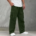 thumbnail image 4 of YUGYXL Mens Drawstring Cargo Pants Trendy Stretch Waist Wide Leg Pants with Multiple Pockets Outdoor Hiking Trousers Army Green XXL, 4 of 9