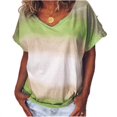 thumbnail image 1 of New Women's Gradient Print Short Sleeve V Neck Loose T Shirt, 1 of 4