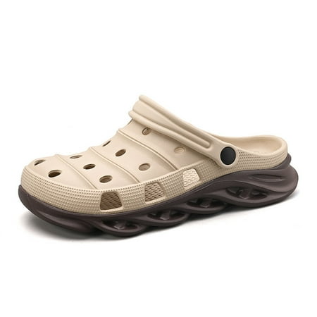 Garden Clogs Mens Water Clogs Summer Breathable Sports Sandals Slip On Beach Sandals Outdoor Indoor Garden Shoes Brown 41