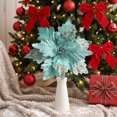 thumbnail image 3 of JeashCHAT Sequin Poinsettia Flower Picks, Christmas Tree Decorations, Fabric Artificial Christmas Flower Stem, Glitter Fake Floral for Vase Xmas Holiday Party Home Decor, 10.24" x 10.82", 3 of 6
