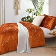 thumbnail image 3 of Duvet Cover Burnt Orange Terracotta Boho Gold Rust Queen Luxury Sparkle Glitter, 3 of 4
