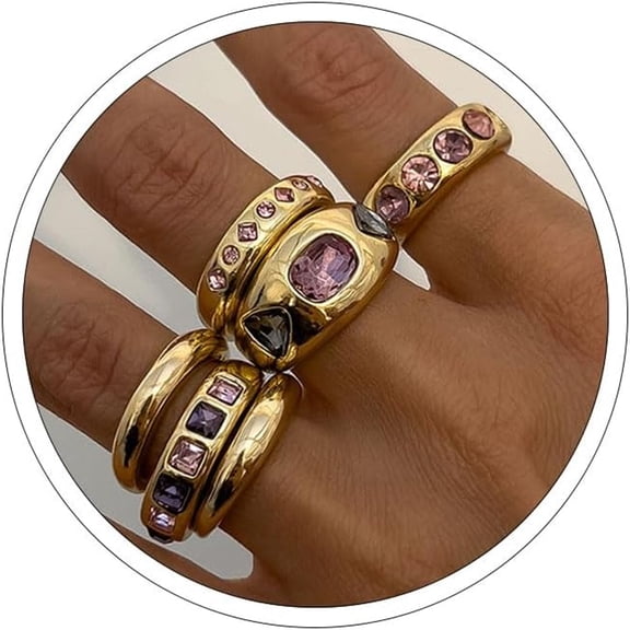 DESIGNICE Rings for Women Chunky Rings Set Adjustable Thick Statement Ring Vintage Wide Colorful Stackable Ring for Women Chunky Jewlery
