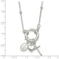 thumbnail image 2 of 925 Sterling Silver Love Heart Immaculate Conception Medal Religious Faith Cross Charm Necklace 23.2mm Wide Pendant Neck, 2 of 2