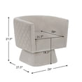thumbnail image 3 of OakvillePark Valemont Velvet Swivel Barrel Chair, Taupe, 3 of 10