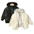 thumbnail image 5 of Esaierr Girls Boys Hooded Leather Jackets Padded Faux Leather Zipper Coats Clothes for 9M-9Y, 5 of 5