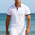 thumbnail image 2 of Awdenio Men's T-shirts Textured Knit Collared Contrast Color Loose Fit Stretchy Golf Shirts, 2 of 8