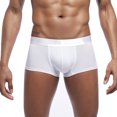 thumbnail image 2 of Knosfe Mens Underwear Boxer Briefs Short Leg Trunks Soft Waistband Pouch Trunks Underwear for Men Plus Size Breathable Panties White M, 2 of 6