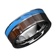 thumbnail image 3 of Tungsten Rings for Men Wedding Bands for Him Womens Wedding Bands for Her 8mm Silver Turquoise & Koa Wood Wedding Band Jewelry, 3 of 5