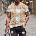 thumbnail image 1 of ylioge T-shirt à Manches Courtes Col Rond Imprimé à Carreaux pour Hommes, 1 of 5