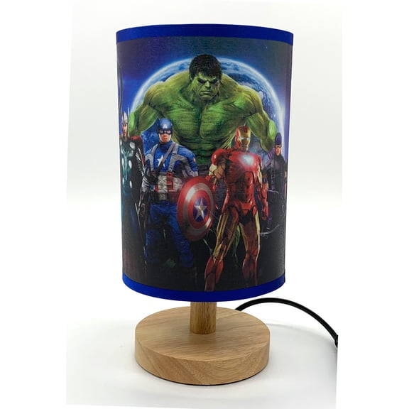 Avengers Table Lamp Night Light Wood Base Room Decoration or Great Gift Ideas