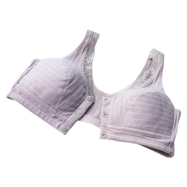 Women's Plus Size Front Closure Cotton Bra Easy On Front Close Wirefree Bra  