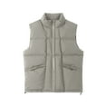 thumbnail image 5 of LpwkSSA Men's Quilted Puffer Vest Full Zip Up With Zippered Pockets Stand Collar Lightweight Causal Sleeveless Jacket Warmth Fall Winter Menswear Tops Gray M, 5 of 7