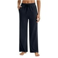 thumbnail image 1 of RKSTN Womens Pants Solid Color Casual Straight Tube Loose Fitting Yoga Pants With Drawstring Loose Fitting Long Pants, 1 of 4