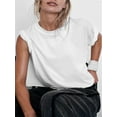 thumbnail image 2 of Women's Summer Casual Loose Fit Plain Soild Basic Short Sleeve Crop Tops T-Shirts, 2 of 4
