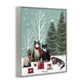 thumbnail image 3 of Stupell Industries Festive Winter Cats Scene Animals Painting Gray Framed Art Print Wall Art, 11 x 14, 3 of 8