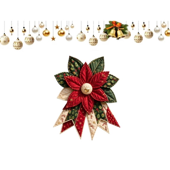 New Oversized Seasonal Quilted Door Bow DIY Sewing Kit – All-in-One 15.75" Quilting Project – Adds Festive Charm to Porch, Wreath, or Living Room Decor (C)