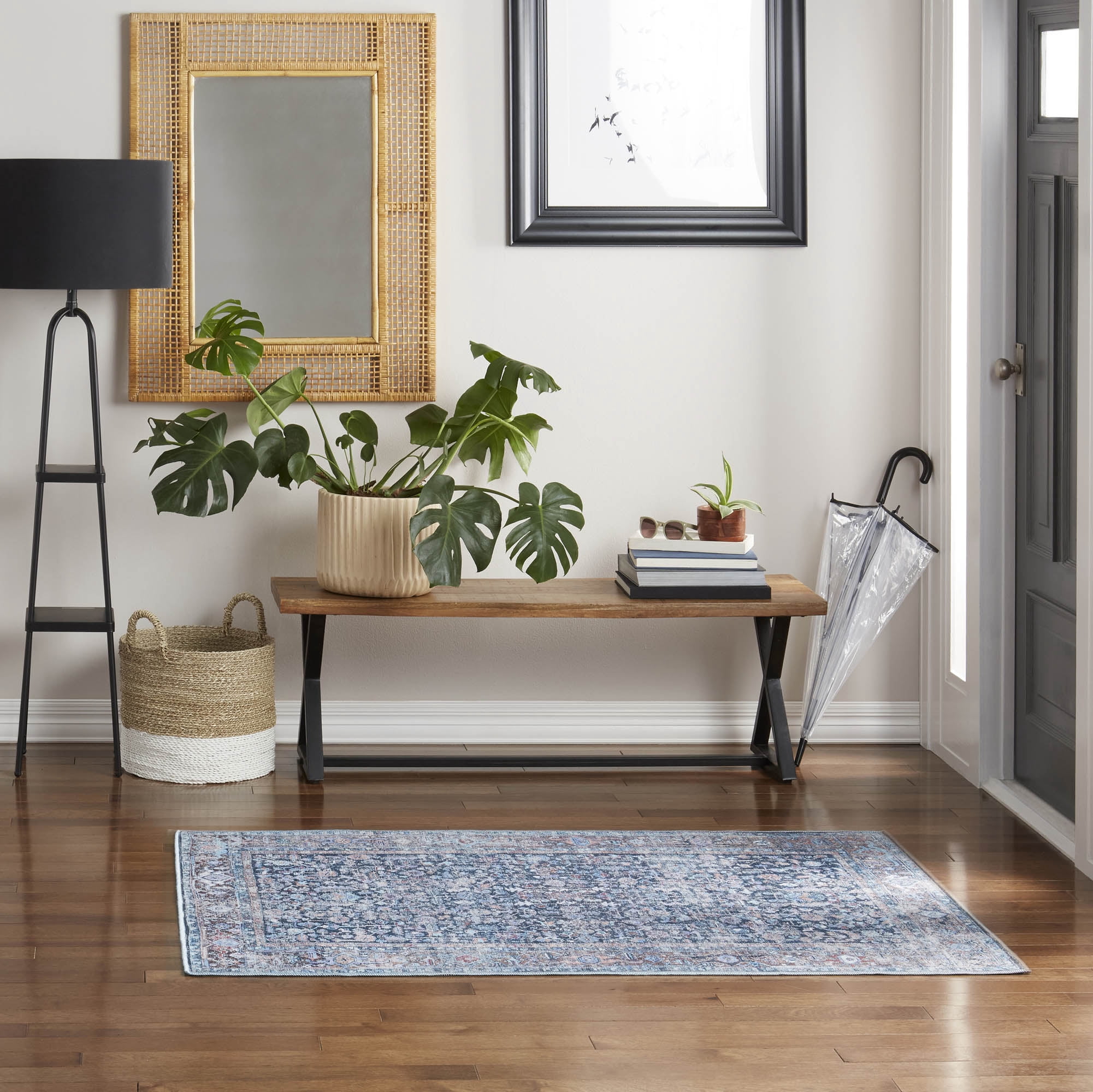 Everwash™ Callaghan Edith Distressed Vintage Machine Washable Area Rug, Blue, 3'11"x5'6"