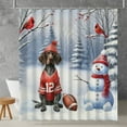 thumbnail image 2 of Hello Winter German Shorthaired Pointer Football Snowman Welcome Snowy Morning Shower Curtain GSP Lover Dog Gift Waterproof Bathroom Bathtub Curtain - 01012, 2 of 5