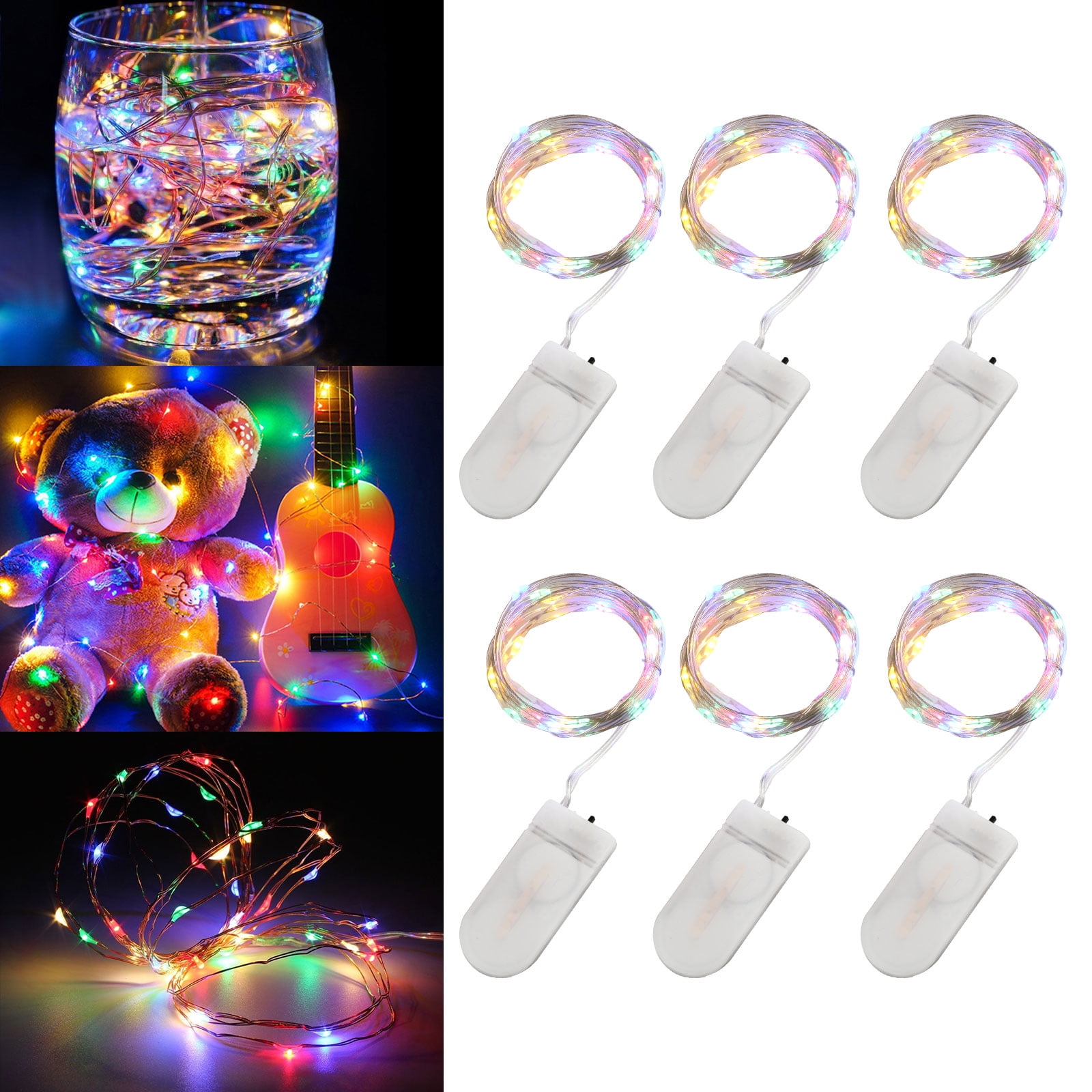 10 Pack Fairy Lights 7Ft 20 Micro LED Twinkle Lights Battery Operated String Lights on Silver Wire Firefly Starry Moon Lights for DIY Wedding Bedroom Indoor Party Christmas Decoration Warm White