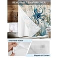 thumbnail image 3 of No Hook Cloth Fabric Shower Curtain with Snap in Liner, Coastal Octopus Waterproof Shower Curtains Set with See Through Top Window, Vintage Summer Beach Coral Ocean Bath Curtains Shower 72"x72", 3 of 6