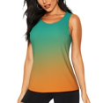 thumbnail image 1 of Balery Orange To Teal Gradient1 Camiseta sin mangas estampada ligera para mujer, tops de entrenamiento sin mangas, camisetas de yoga transpirables de secado rápido.-Large, 1 of 7