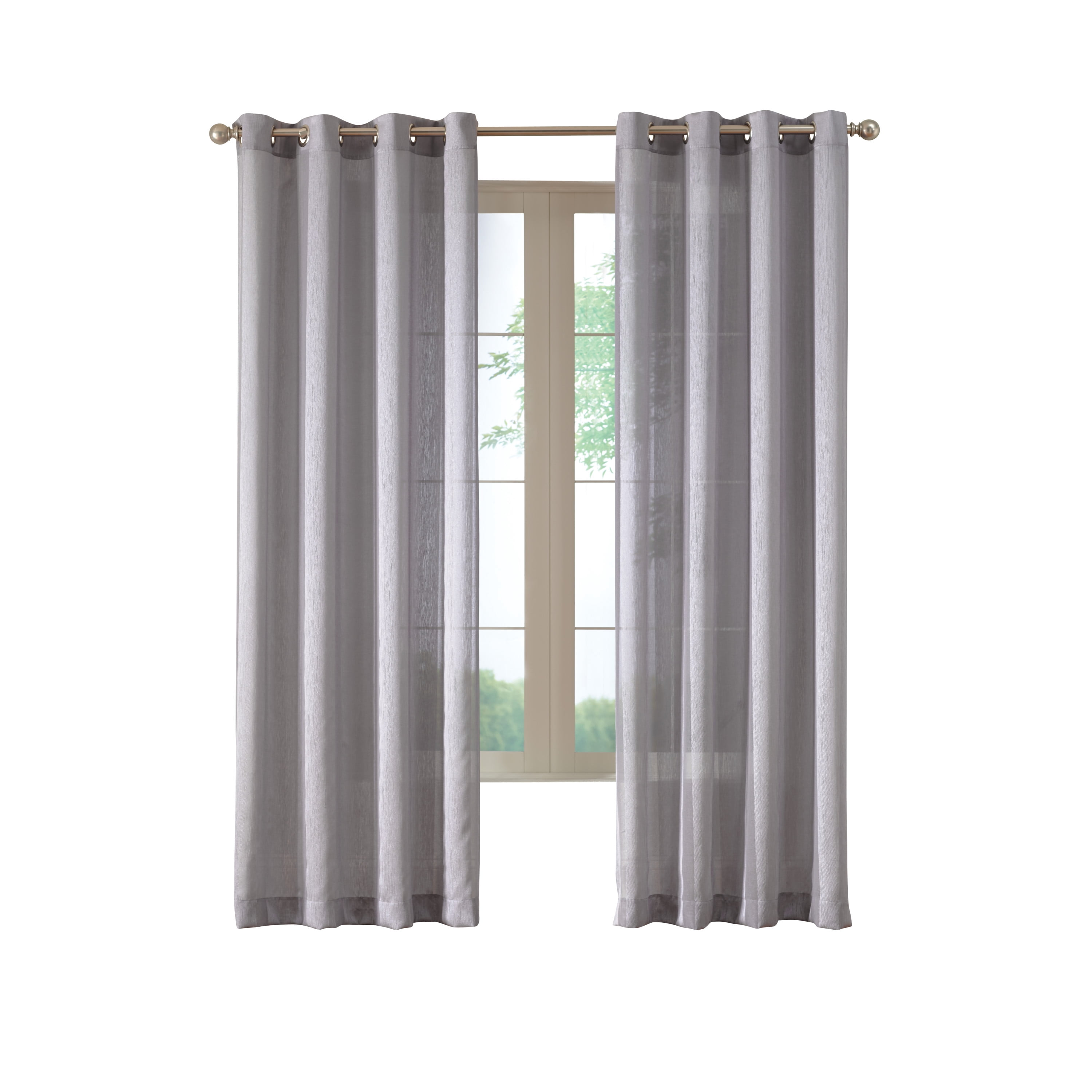 Skylar Grommet Striped Sheer Curtain Panel 52" x 84" in Grey