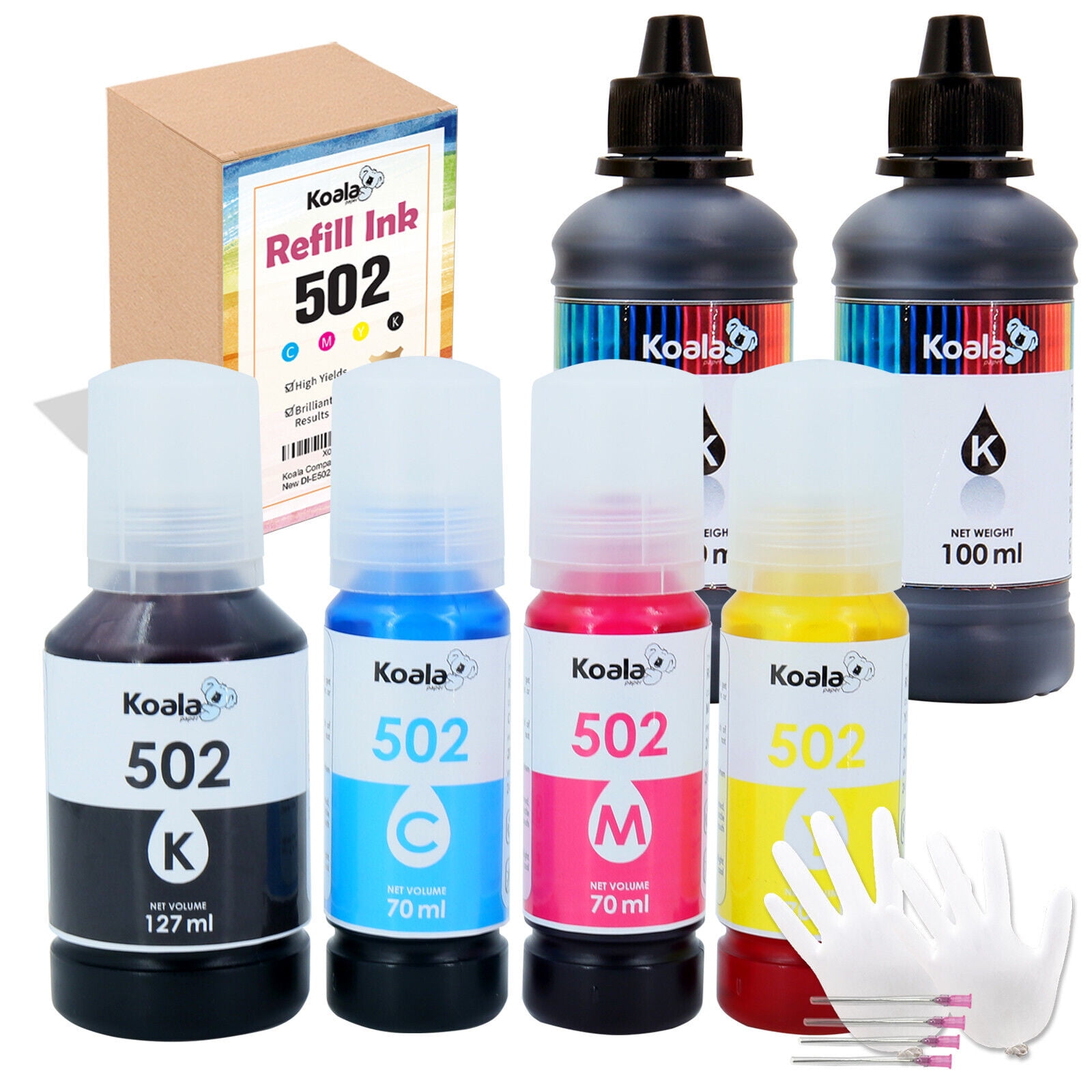 6 Bottles Koala Ink Refill Kit Compatible Epson Ink + Extra 200ML Ink Refill for EcoTank 502 ST-2000 ET-3760 2760 4760 3850 2850 4850 2750 2700 etc - Walmart.com