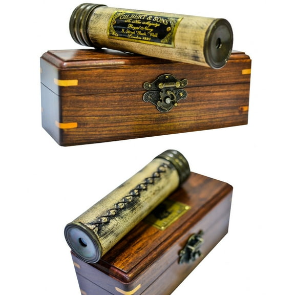 Sailor's Art Handmade Brass Kaleidoscope with Wooden Box|Vintage Gift for Kids & Family