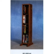 Solid Oak 4 Row Dowel DVD Cabinet Tower - Honey Oak