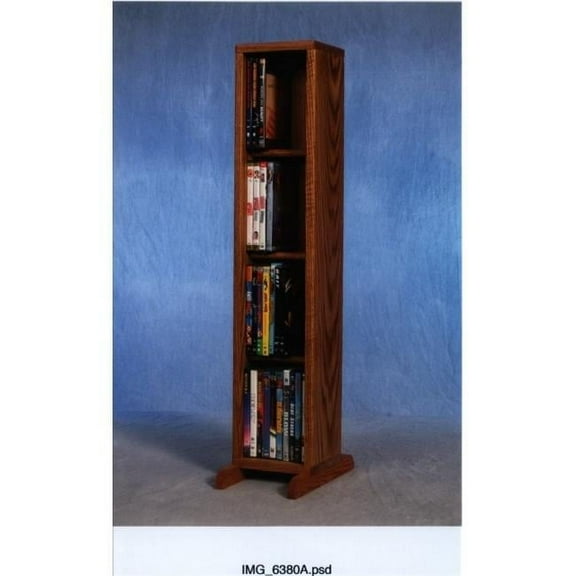 Solid Oak 4 Row Dowel DVD Cabinet Tower - Honey Oak