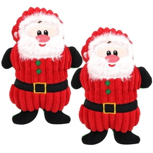 2PCS Jouets de chien de Noël Squeaky Jouets anti-mangeant Jouets pour chien de père Noël Jouets d'échec de chiot