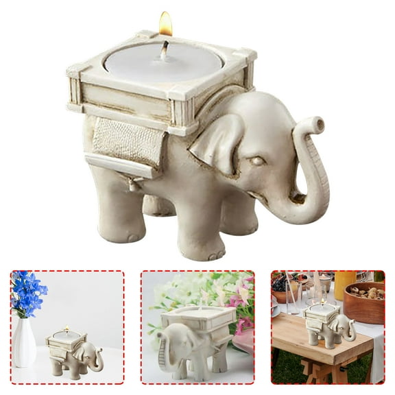 HmNPlay Elephant Candle Holder, 4 Pack White Tealight Candle Holder 8.5x6x5cm - Retro Decorative Resin Scented Candle Holder for Home Decor, Weddings, Christmas - Elephant Gifts for Women