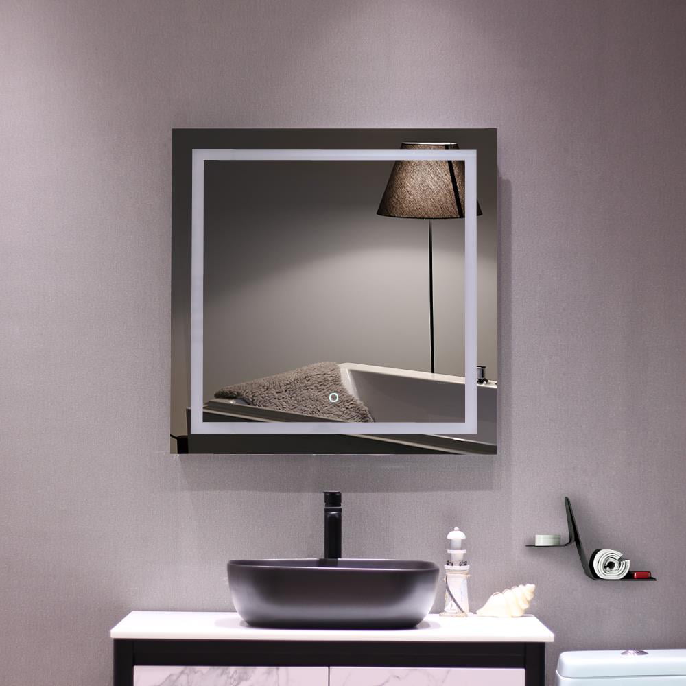LED Bathroom Wall Mirror Anti-fog Lighted Illuminated Vanity Mirror Touch Button 
