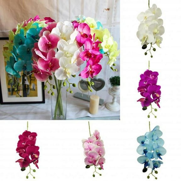 Limei Orchid Petals Artificial Decorations Orchids Heads Flowers Faux Silk Phalaenopsis Butterfly Flower Heads for DIY Craft Home Wedding Party (Purple)
