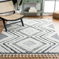 thumbnail image 2 of SAFAVIEH Moroccan Tassel Andreas Diamond Shag Area Rug, Ivory/Grey, 6'7" x 9'2", 2 of 8
