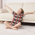 thumbnail image 3 of FORMRS Kids Short Sleeve Top and Pants Pajama Set Unisex Satin 2-Piece Sleepwear, Sizes 13-14Y, Vibrant Red Tartan Pattern, 3 of 8