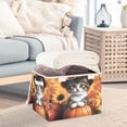thumbnail image 5 of Cute Fall Cat and Pumpkin Large Storage Bins with Linen Collapsible Lid Storage Box 16.7 x 12.6 x 11.8in, 5 of 7