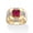Red Ruby, variant on Men's 1.78 TCW Square-Cut Simulated Ruby, Blue Spinel and Cubic Zirconia Octagon Ring Gold-Plated